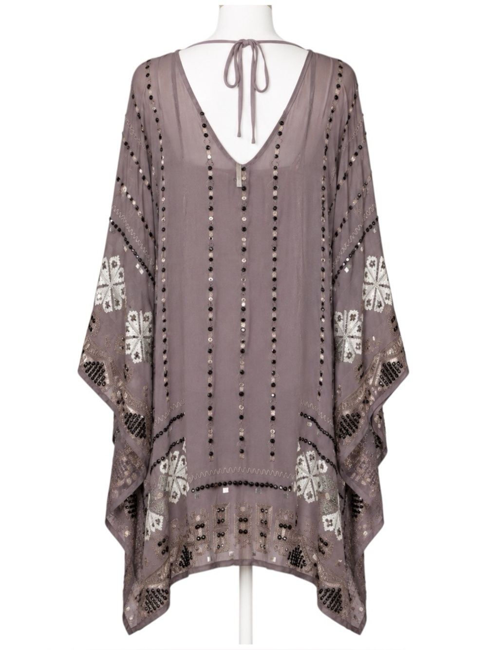 $398 Vintage Rare Free People Flared Sleeves Beadwork Embroidery Mini Dress XS/S - Picture 5 of 11